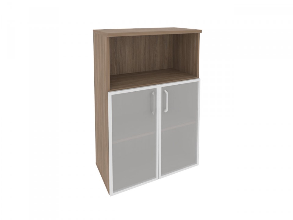 Офисная мебель ONIX O.ST-2.2R Шкаф средний широкий (2 низких фасада стекло в раме)