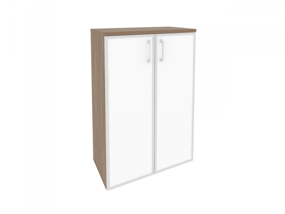 Офисная мебель ONIX O.ST-2.4R white Шкаф средний широкий (2 средних фасада стекло лакобель в раме)